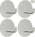 VIS'V Adhesive Hooks, Small Metal Shower Wall Stick on Hooks, Waterproof, 2 Extra Adhesive Strips, Round, Silver, 4 Pcs