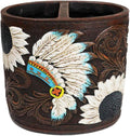 Ebros Gift Southwestern Native American Indian Chief Headdress Eagle Feathers with Scrollwork Toothbrush and Toothpaste Holder Bathroom Vanity Accent Decor Accessories