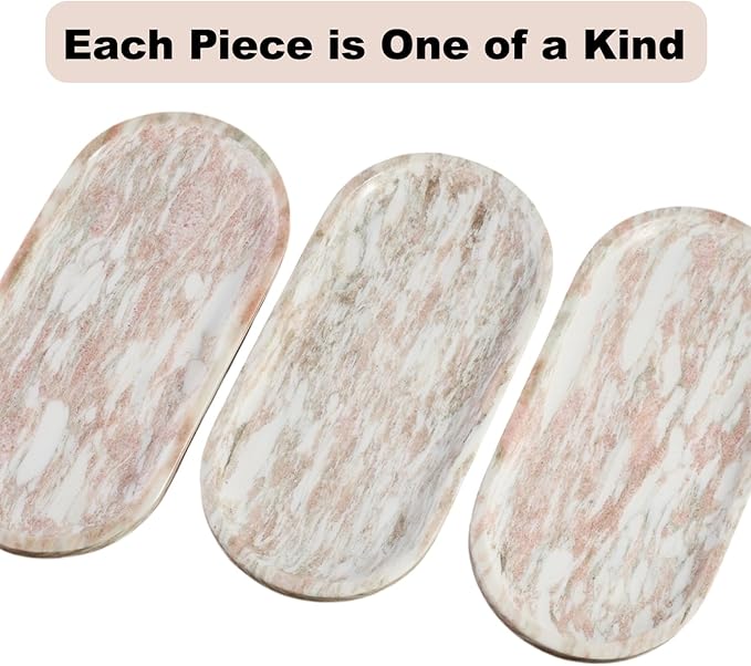 Koville Norway Natural Marble Tray, 12"x6" Vanity Decorative Tray for Countertop, Catchall Tray for Perfume, Candles, Jewelry Dish