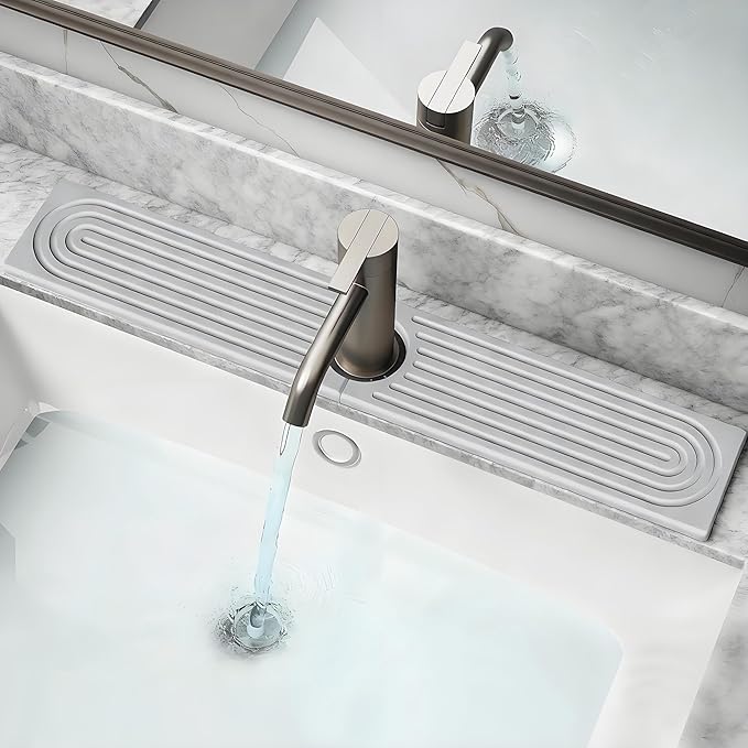 Diatomite Stone Faucet Mat for Kitchen Sink(23.6" x 3.9")- Super Absorbent & Quick-Drying Sink Faucet Mat, Durable Kitchen/Bathroom Sink Protector Sink Stone Quick Dry Around Faucet Christmas Gifts