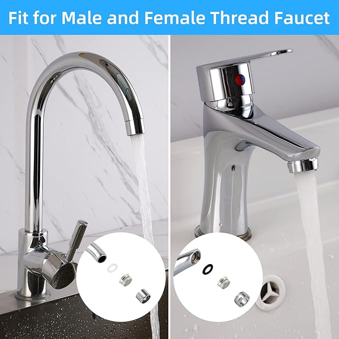 iFealClear 8 Pack Faucet Aerator, Kitchen Sink Faucet Aerator Adapter with Solid Brass Shell, Male and Female Thread Water Conserve Filter with Gasket for Bathroom, Chrome