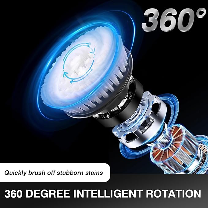 Electric Spin Scrubber Rechargeable Cleaning Brush with 10 Replaceable Brush Heads, 360° Rotating Brush Head, Cordless Bathroom Scrubber for Cleaning Tile, Sink, Window, Floor, White, FT