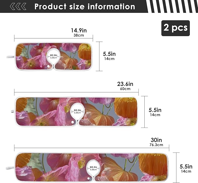 Sink Faucet Absorbing Mat Kitchen Sink Splash Guard Splash Faucet Drip Catcher for Bar RV Bathroom 2PCS 30x5.5in Pink Purple Poppy