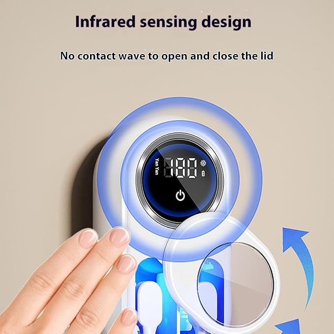 Display Toothbrush Holders Wall Mounted for 2 Rechargeable Bathroom Organizers with LED Screen Rechargeable Toothbrush Holders
