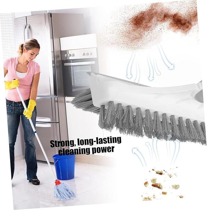 SECFOU Upgraded Dual-Sided Crevice Cleaning Brush for Shower Room and Bathroom Long Handle Scrubber for Grout Tiles and Corners and Practical Floor Brush for Easy Cleaning