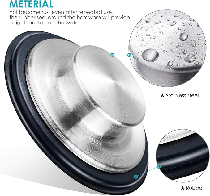2PCS Kitchen Sink Stopper - Stainless Steel, Large Wide Rim 3.35" Diameter - Fengbao