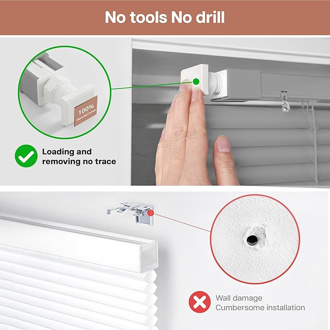 LazBlinds No Tools No Drill Cordless 1" Vinyl Mini Blinds, 100% Privacy S-Curve Blinds for Indoor Windows, Room Darkening Horizontal Window Blinds and Shades for Home, 33" W x 48" H, Grey