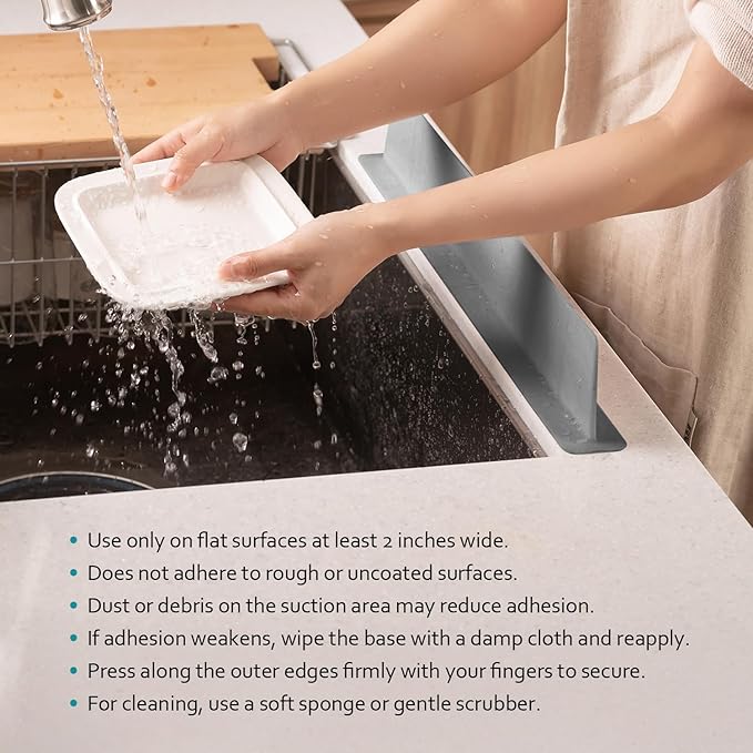 carrotez Silicone Kitchen Sink Splash Guard for Faucet — Silicone Water Splash Guard Mat, Dishwasher Safe, Gray(20.5" x 1.8" x 2.75")