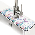 Kitchen Sink Splash Guard，Mermaid tails Faucet Mat Sink Gadgets-Super Absorbent Fast Drying Mat Drip Catcher for Kitchen, Bathroom,Sink Mat, Dish Drying Mat, Bathroom(15" X 5.5" )