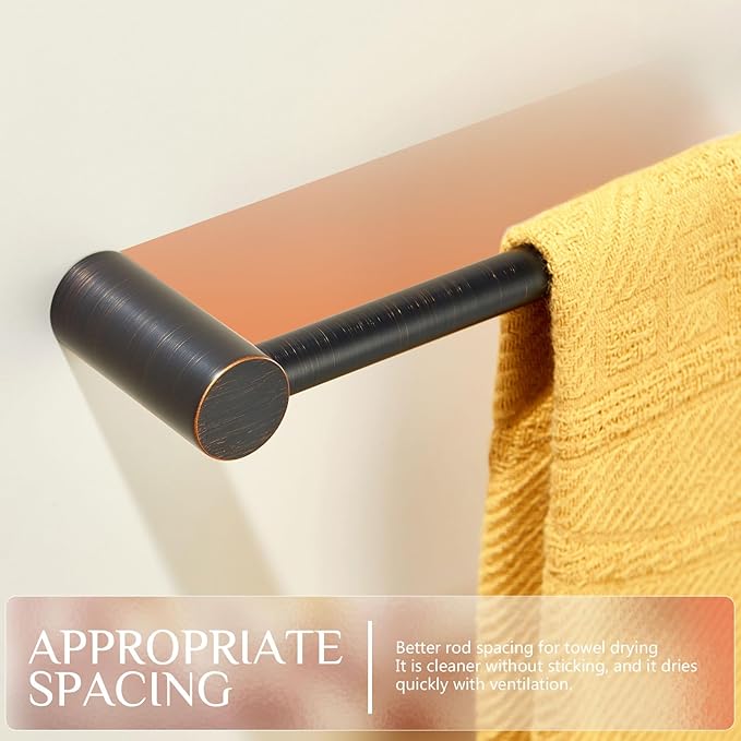 KOKOSIRI Towel Bars Oil Rubbed Bronze for Bathroom Wall Mounted 36-Inch Bath Towel Holder Single Rod Stainless Steel Bathroom Hardware, B4007ORB-L36