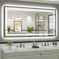68x36 Inch LED Bathroom Mirror with Black Frame, Backlit & Front Lit, Anti-Fog Lighted Bathroom Vanity Mirror for Wall, Memory Function, Dimmable, HD Tempered Glass, Shatter-Proof