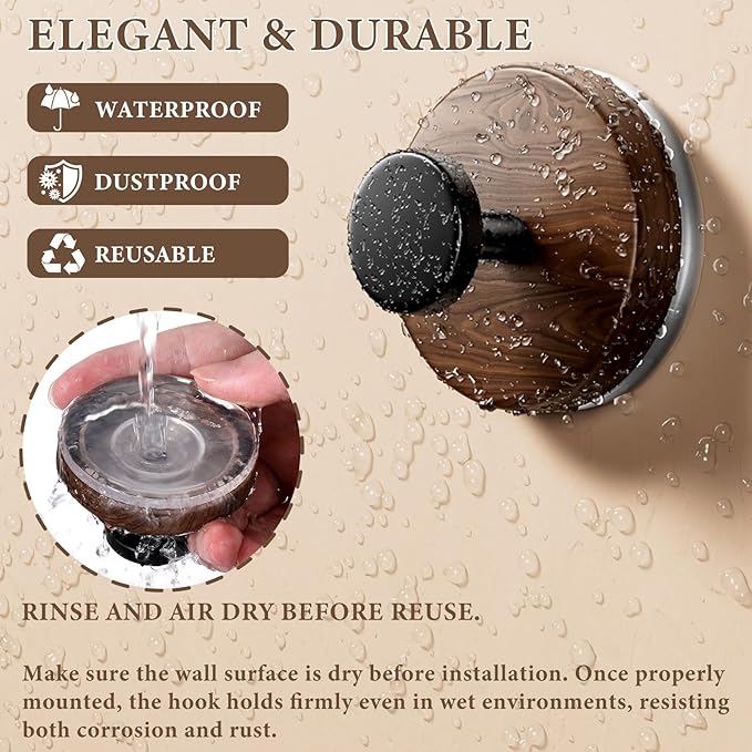 Suction Cup and Adhesive Tape Double Locking Hook,Wall Hook,Towel Hook, Shower Hook,for Bathroom,Kitchen,Loofah, Towel,Coat,Heavy Duty,Waterproof & Rustproof,Reusable(Dot Shape, 2 Counts)