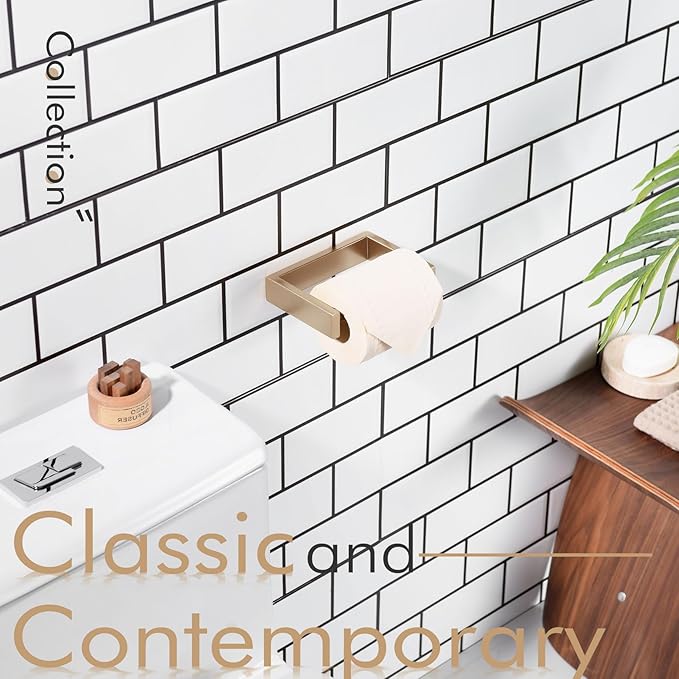 KOKOSIRI Toilet Paper Holder Spring Loaded Bathroom Toilet Roll Holder Wall Mount Champagne Bronze Stainless Steel B2011CPG