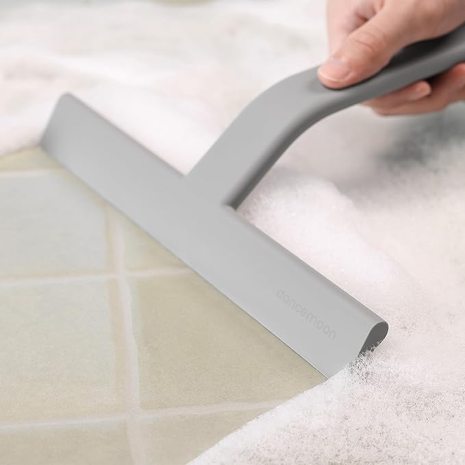 dancemoon JustHang Shower Squeegee for Glass Doors, All-One-Piece Silicone with Built-in Hook Design for Easy Hanging, Household Window Mirror Squeegee for Bathroom, Glass, Kitchen, Tile Wall, Car