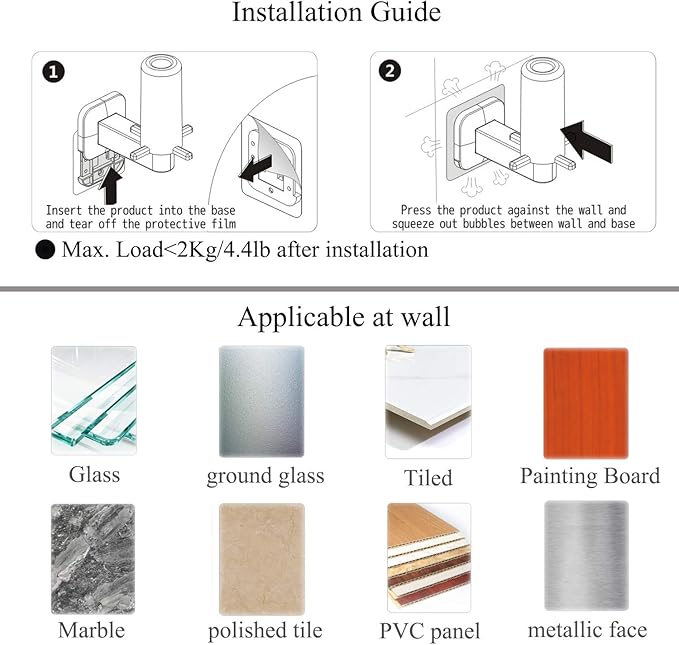 Self Adhesive Toilet Paper Holder, Paper Towel Holder - Bathroom Toilet Paper Holder Stand - Easy Installation No Drilling (White)
