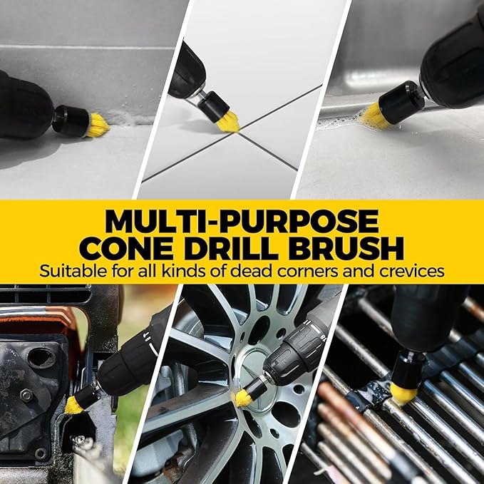 Drill Brush Accessories Set, Extension Accessories, Bathroom Multi-Purpose Automotive Details, Carpet, Tiles, Kitchen Sink Corner (10PCS-1)