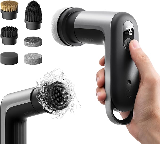 HOTO Grip™ Cordless Electric Spin Scrubber + 2 Pcs Replacement Brush Heads