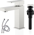 KENES Single Handle Bathroom Sink Faucet, Brushed Nickel Vanity Faucet for Bathroom Sink, with Pop Up Drain Stopper & Water Supply Lines LJ-9031