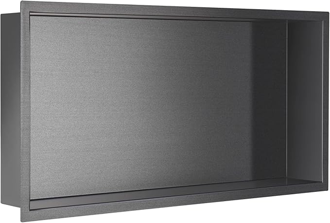 24"×12" Shower Niche Brushed Stainless Steel, Recessed Shower Caddy, Bathroom Shelf Insert Fits for 22.8"x11" Wall Hole Installation (Light Black)