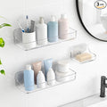 TZAMLI Clear Shower Caddy with Soap Dish, Adhesive Shower Organizer Shelf Plastic Wall Mounted No Drilling Shelves for Bathroom Kitchen Storage, 3 Pack