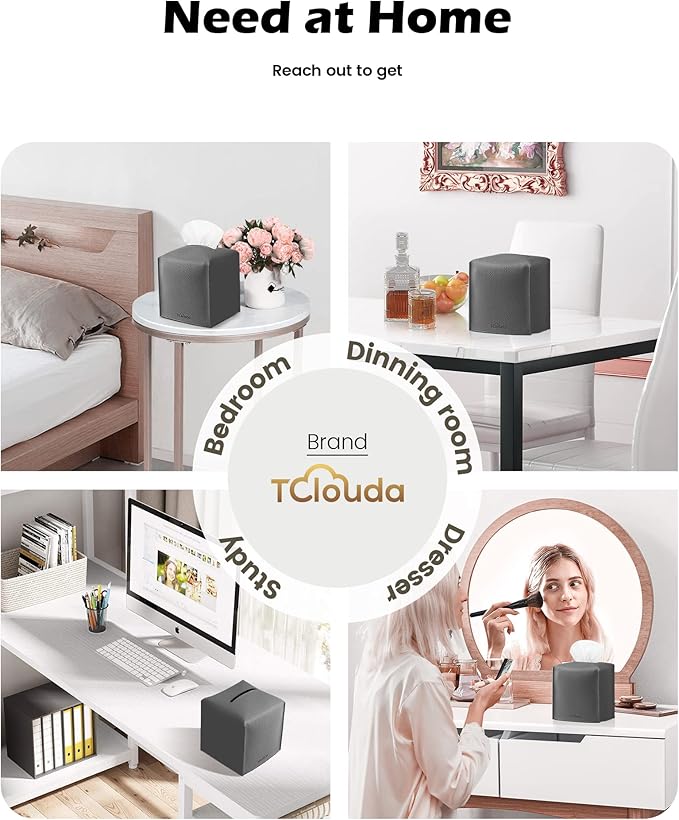 Tissue Box Cover for PU Leather, Modern Simple Solid Color Holder Square Tissue Bag, Ideal for Bathrooms,Office,Car,Nightstand,Outdoor Tent,Dining Table,5"X5"X5", Single Charcal