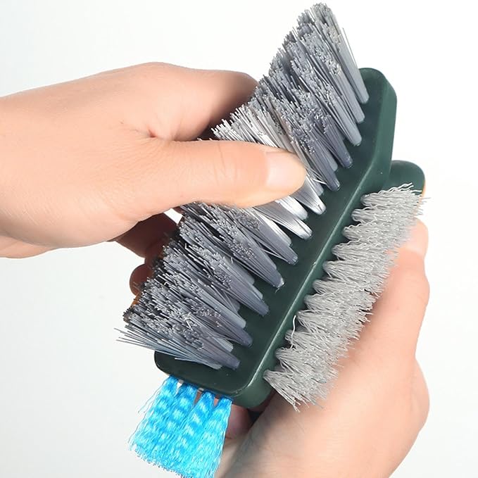 Hard Bristle Cleaning Brush - Cleaner Scrubber - with Handle Small Cleaning Brushes for Tight Spaces | for Shower Kitchen Floor Tub Grout Household Countertop