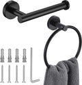 Matte Black Toilet Paper Holder and Hand Towel Ring Set 2 Pieces Bathroom Hardware Accessories Set SUS304 Stainless Steel Heavy Duty Wall Mounted Bathroom Holder…