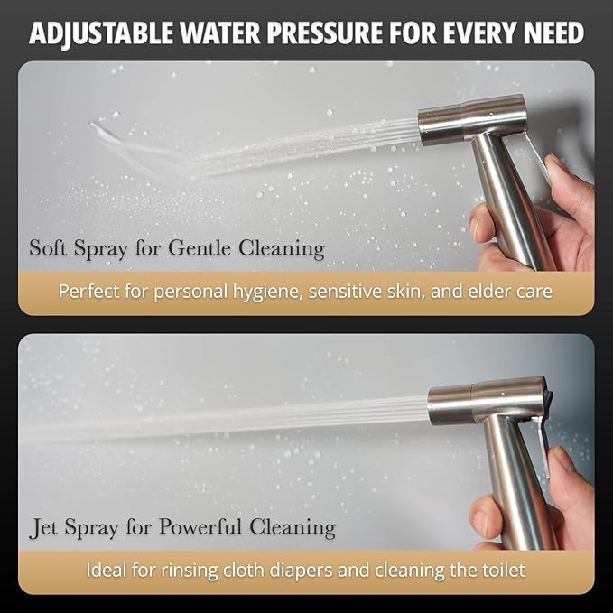 Handheld Bidet Sprayer for Toilet – Adjustable Water Pressure, Stainless Steel Jet Spray Kit with Bidet Hose - Feminine Wash, Muslim Shower, Diaper Cleaning