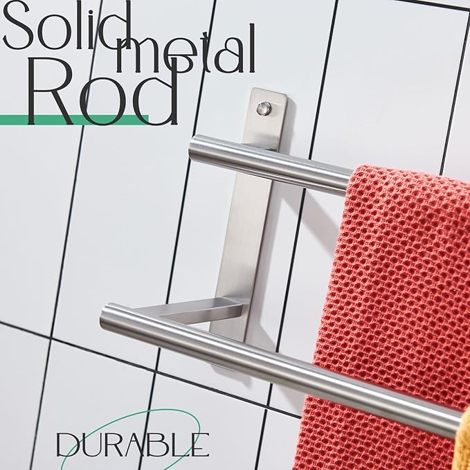 KOKOSIRI 24 Inch Bath Towel Bars Double Towel Racks Bathroom Towel Holder Towel Rails Towel Storage Towel Shelves Wall Mount Stainless Steel Brushed Nickel B5010BR-L24