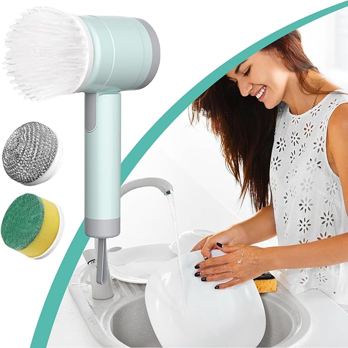 Electric Cleaning Brush - Electric Toilet Brush | Electric Cleaning Brush with Replaceable Brush Heads, Bath Mop Set, Foldable and Rechargeable Cleaning Tool