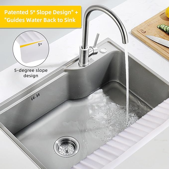 Kitchen Sink Splash Guard with Suction Cups, Kitchen Sink Mat, Non-Slip Silicone Sink Edge Protector, Water Splash Guard for Kitchen, Bathroom, Bathtub (Transparent, 4*24 in)