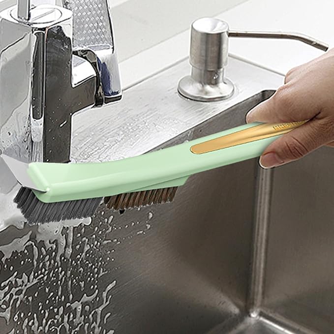 Kitchen Stove Top Brush - Steel Wire Scrubber with Built In Scraper | Heavy Duty Cleaning Gadget for Home Use, Dirt Removal Tool for Tile, Sink Drains, Stove Tops, Grout, Bathroom Corners, Household S