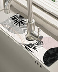 Patterned Sink Faucet Mat Kitchen Splash Guard Super Absorbent Drying Mat, Non-Slip Drain Pad for Kitchen Counter or Bathroom-15x5.5in