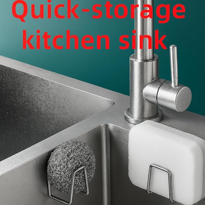 5-Pack Adhesive Sponge Holder for Kitchen Sink Caddy Accessories， SUS304 Stainless Steel, Quick Drying