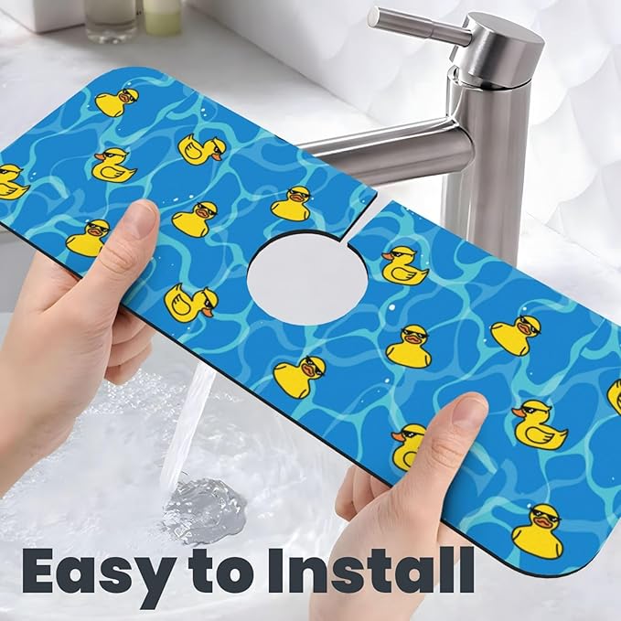 Duck Sunglasses Yellow Cool 15" X 5.5" Kitchen Sink Splash Guard Faucet Faucet Guard Draining Mat Sink Splash Guard Faucet Kitchen Bathroom