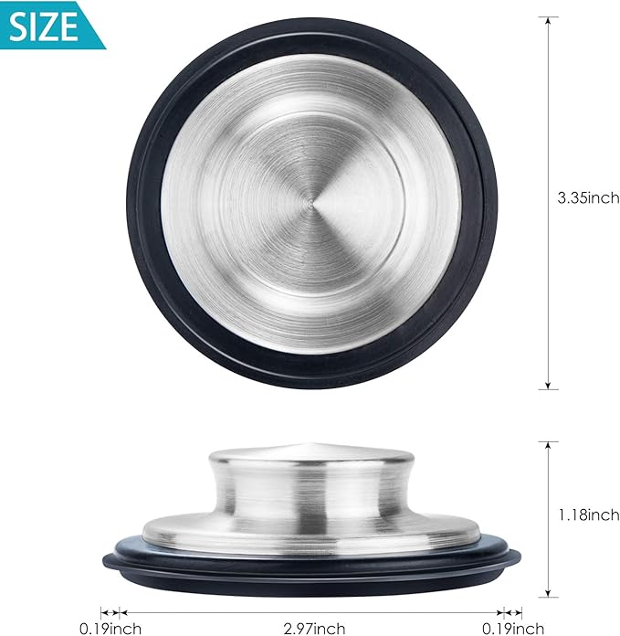 2PCS Kitchen Sink Stopper - Stainless Steel, Large Wide Rim 3.35" Diameter - Fengbao