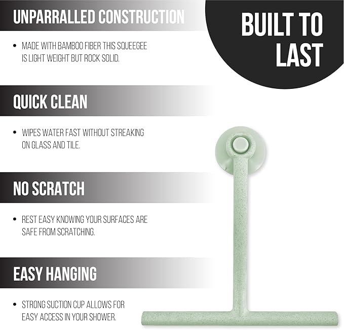 Splash Home Jasmine Eco-Friendly Shower Squeegee, Green