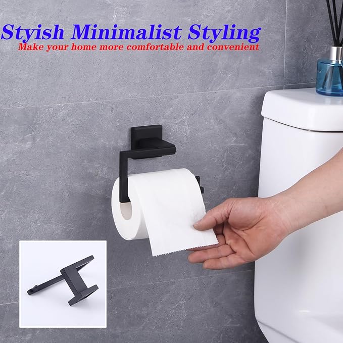 GERZ Bathroom Toilet Paper Holder SUS 304 Stainless Steel Matte Black Tissue Paper Roll Holder Wall Mount JG1905-BK