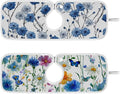 2 PCS Kitchen Sink Splash Guard 14.9 Inch Faucet Mat for Kitchen Sink Bathroom Sink Faucet Absorbing Drip Drain Mat Pad Microfiber Soft Washable Watercolor Blue Cornflower Daisy Butterflies