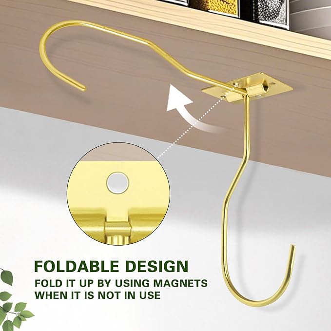 Banana Hanger Hook – Space Saving Banana Holder Hanger to Keep Bananas Fresh, Self Adhesive and Screw Banana Hook 1Pack Gold