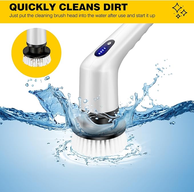 Electric Spin Scrubber, Electric Cleaning Brush, Cordless Cleaning Brush with 3 Replaceable Brush Heads, Bathroom Scrubber 3 Adjustable Speeds, Power Sscrubber for Shower, Floor