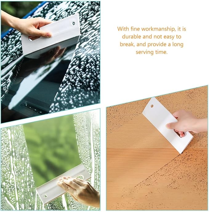 Silicone Squeegee for Window Cleaning and Shower Mirror, Small White Soft Rubber Scraper with Hanging Hole, Bathroom Glass and Tile Water Wiper for Car and Home Use