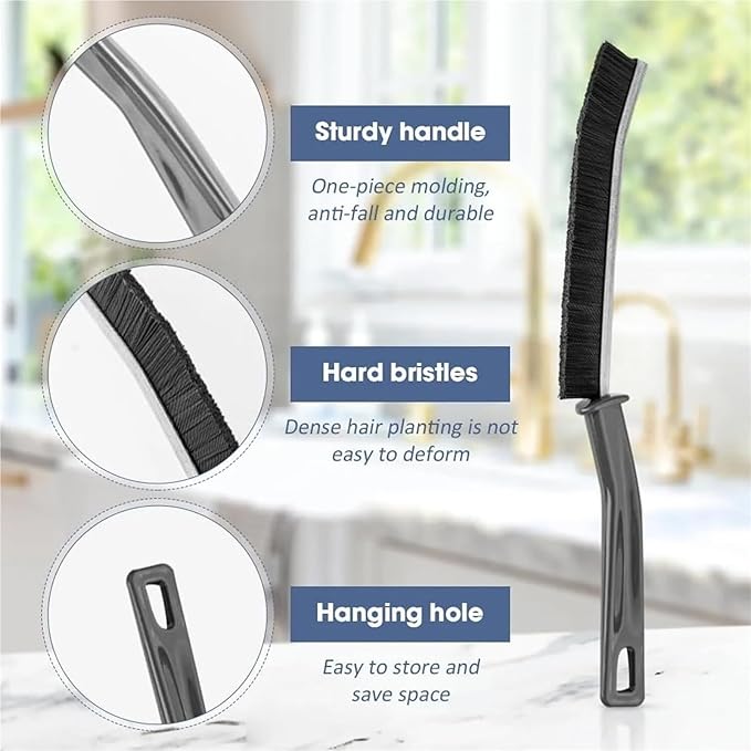 Crevice Cleaning Brush Set - Hard Bristle Small Brushes for Grout, Toilet, and Shower Tile Ideal for Tight Spaces in Bathroom and Kitchen(Serrated Bristle 3 Pack)
