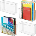 iDesign Adhesive Organizer Bin - Damage-Free Hanging for Kitchen, Bathroom, or Office - Set of 4 - Clear