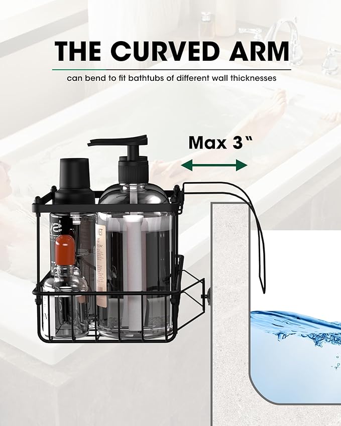 Rustproof Hanging Shower Caddy for Bathtub, Stainless Steel Shower Caddy for Tub Side, Hanging Shower Organizer Basket for Shampoo, Conditioner, Soap & Bath Accessories,Easy Install, Oil Rubbed Bronze