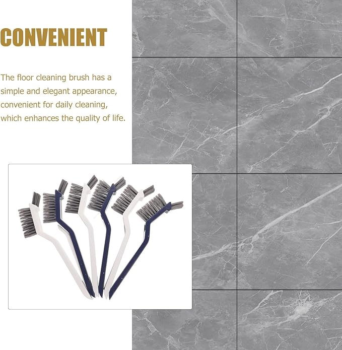 DOITOOL 6pcs Multifunctional Groove Cleaning Brushes with Stiff Bristles, Small Crevice Scrubbers for Household Floor and Bathroom Cleaning, Blue and White Set for Kitchen, Toilet,
