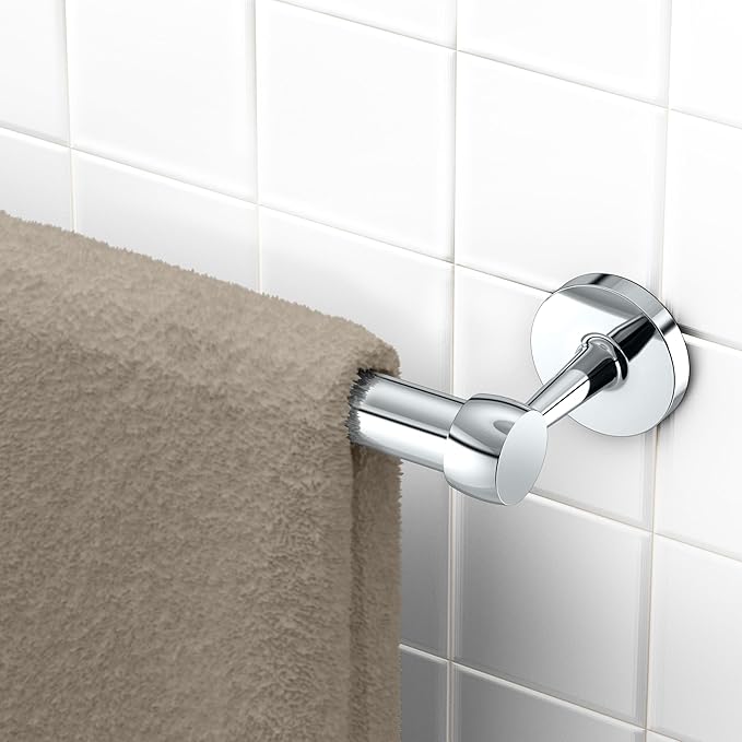 Gatco 5211 Gibson Towel Bar | Retro Modern Wall-Mounted Bathroom Towel Bar | Stylish Decorative Hardware, Heavy Duty Metal, EZ Ancor Mounting | Chrome Finish