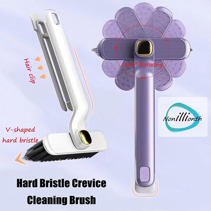 Crevice Cleaning Tool Kit-Including 2Pcs Grout Cleaner Brush,Clear Spray Bottle,Hard Bristle Crevice Cleaning Brush Suitable Bathroom Kitchen Toilet,Wall Sink Floor Cleaning Crevice Cleaning Brush
