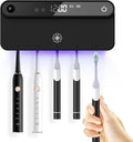 Bloom Wall Toothbrush Holder for Bathrooms, Toothbrush Sanitizer, Strong 3M Adhesive, Time Display, Long-Lasting Charge, 5 Slots for Any Size Toothbrush, Black
