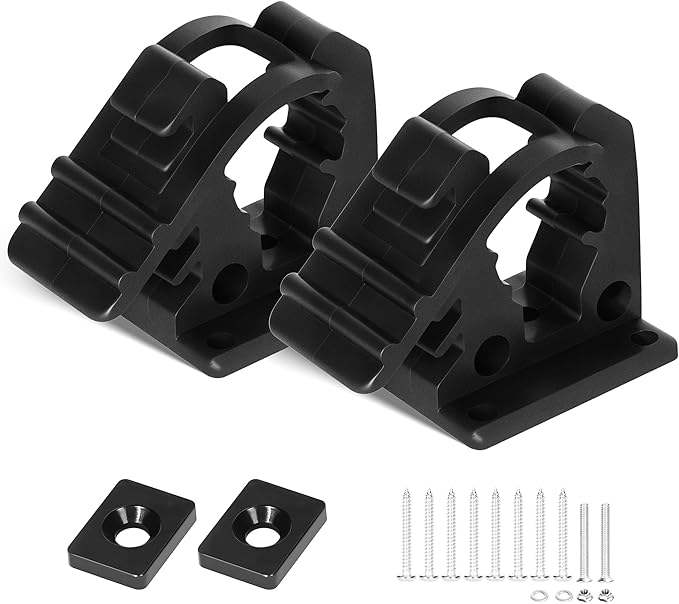 SINOKING Rubber Clamp Shovel Mount, Rubber Holder for Tools & Equipment up to 1" in Diameter, Heavy-Duty Pole or Shovel Clamp for Boat, Truck, ATV, Wall Mount or MOLLE Panel – (Pack of 2)